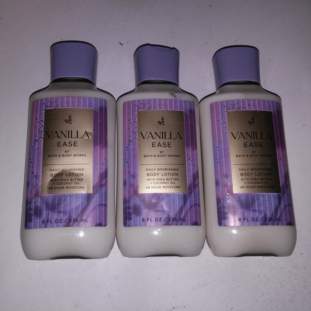 Set of 3 Bath and Body Works Vanilla Ease Lotion Gift Set Full Size New